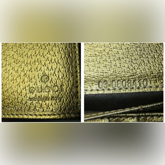 Gucci Princy Long Trifold Flap Wallet Gold Metallic and Brown GG Monogram Bow - Picture 17 of 17